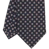 E.Marinella CRAVATTA SARTORIALE CLASSICA IN SETA BLU SCURO Microfantasia fiore Discount