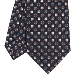 E.Marinella CRAVATTA SARTORIALE CLASSICA IN SETA BLU SCURO Microfantasia fiore Discount