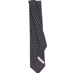 E.Marinella CRAVATTA SARTORIALE CLASSICA IN SETA BLU SCURO Microfantasia fiore Discount