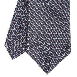 E.Marinella CRAVATTA SARTORIALE CLASSICA IN SETA BLU SCURO Microfantasia fiore Online