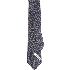 E.Marinella CRAVATTA SARTORIALE CLASSICA IN SETA BLU SCURO Microfantasia fiore Online
