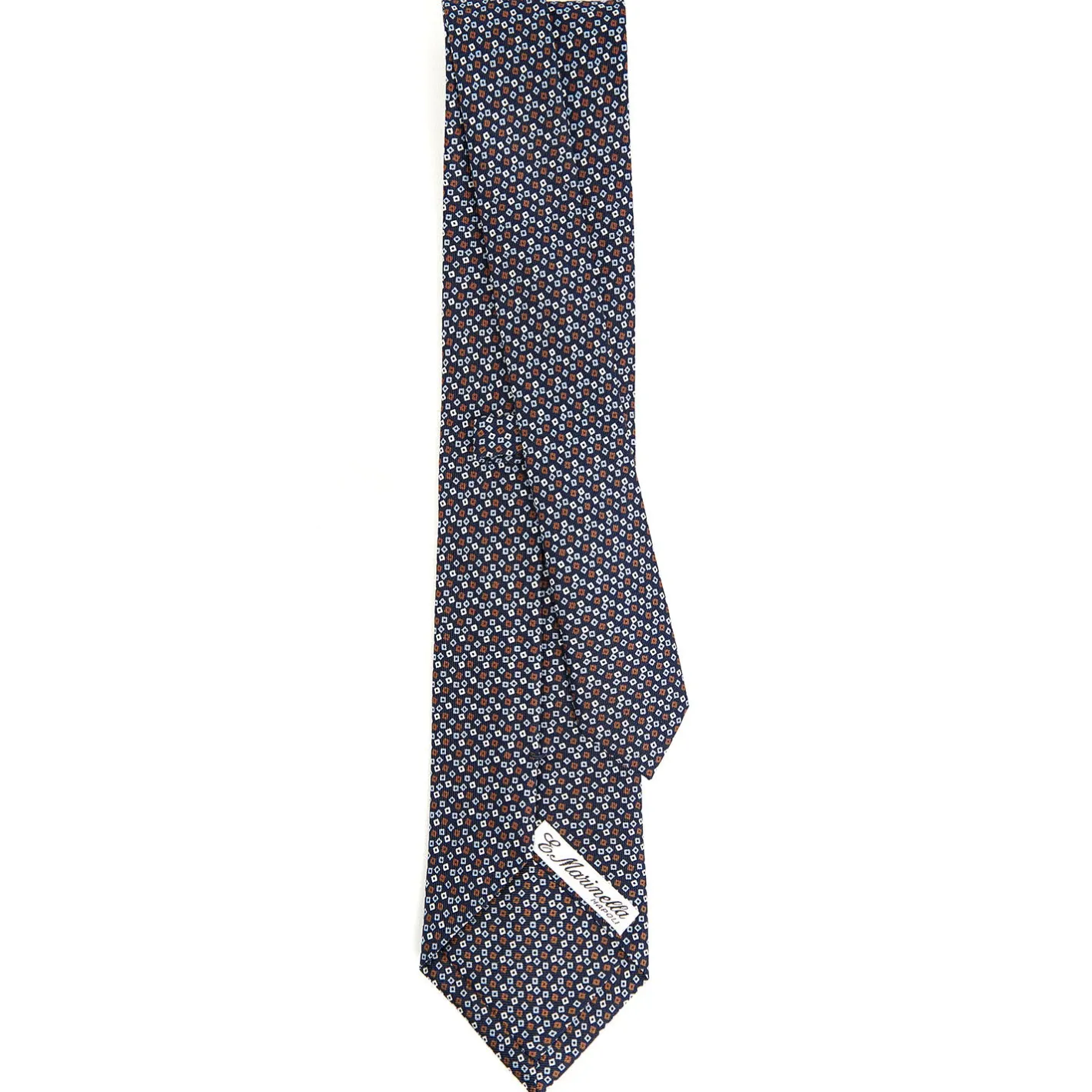 E.Marinella CRAVATTA SARTORIALE CLASSICA IN SETA BLU SCURO Microfantasia fiore Online