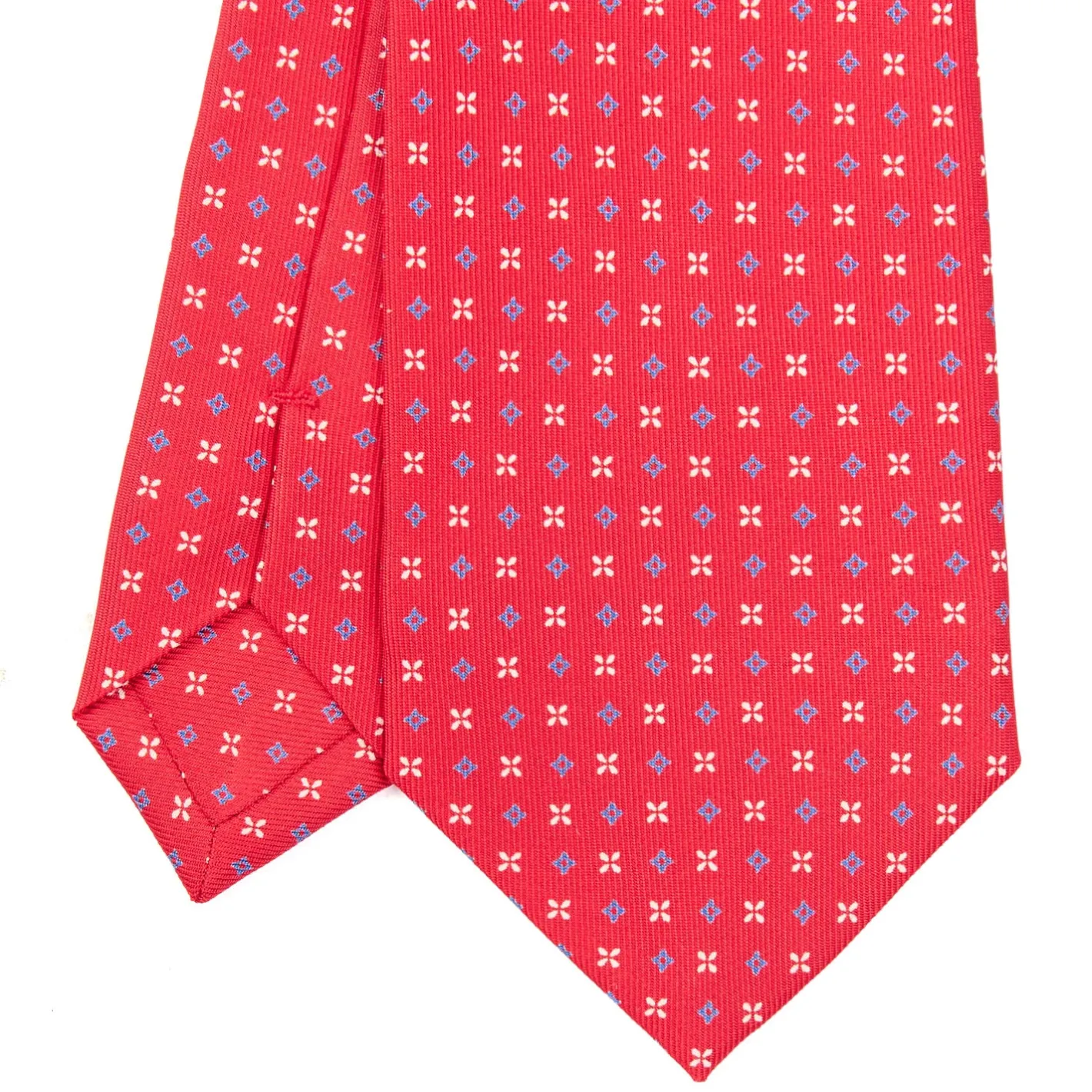 E.Marinella CRAVATTA SARTORIALE CLASSICA IN SETA ROSSA Microfantasia fiore Discount