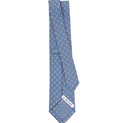 E.Marinella CRAVATTA SARTORIALE CLASSICA IN SETA AZZURRO POLVERE Microfantasia fiore Outlet