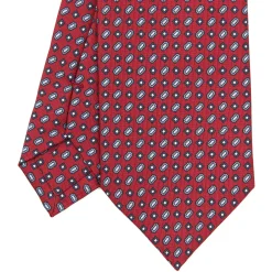 E.Marinella CRAVATTA SARTORIALE CLASSICA IN SETA BORDEAUX Microfantasia fiore Outlet