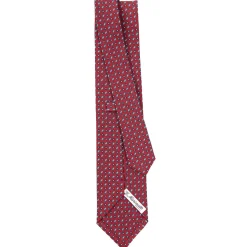 E.Marinella CRAVATTA SARTORIALE CLASSICA IN SETA BORDEAUX Microfantasia fiore Outlet