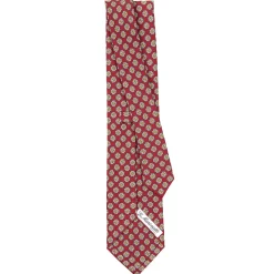 E.Marinella CRAVATTA SARTORIALE CLASSICA IN SETA BORDEAUX Microfantasia fiore Hot