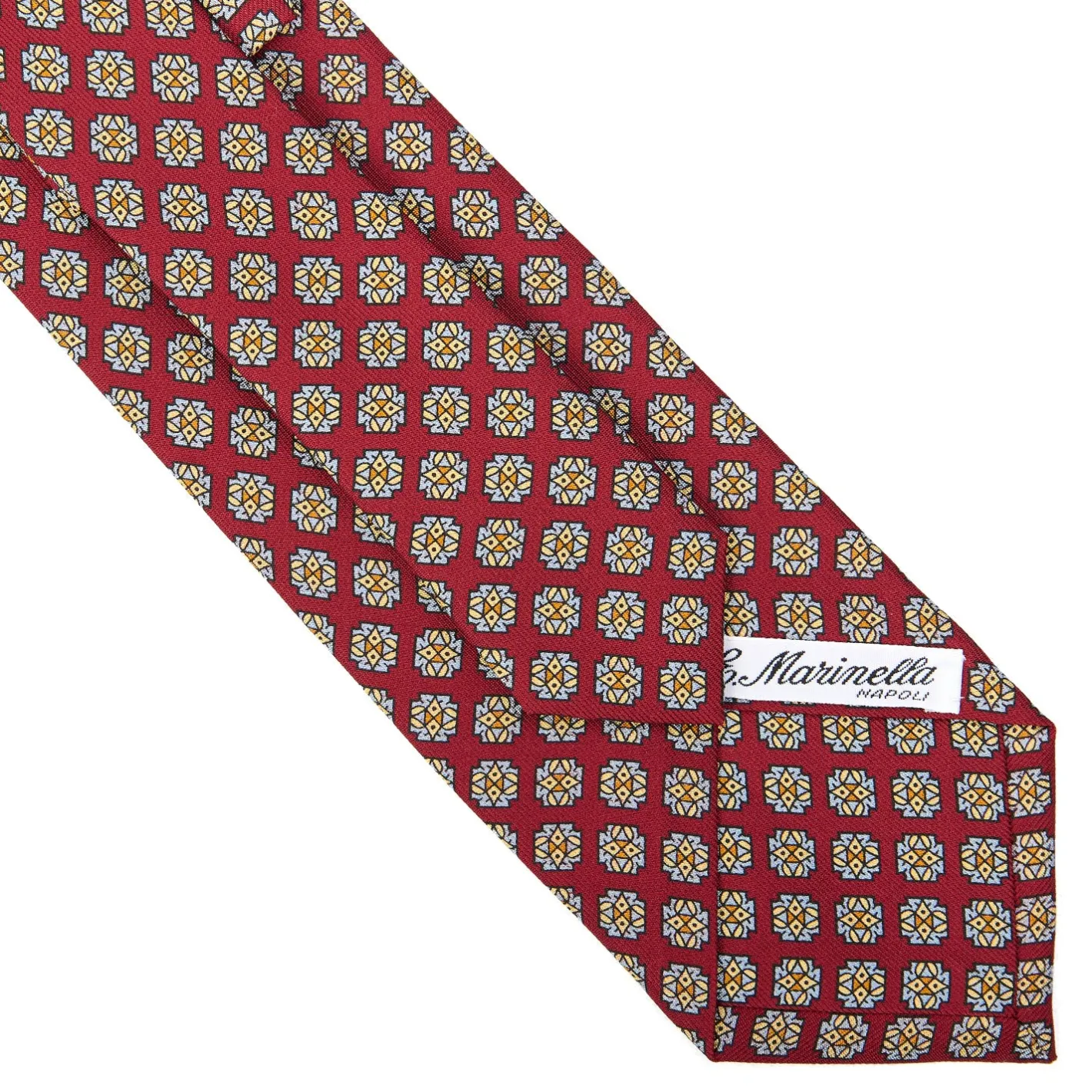 E.Marinella CRAVATTA SARTORIALE CLASSICA IN SETA BORDEAUX Microfantasia fiore Hot