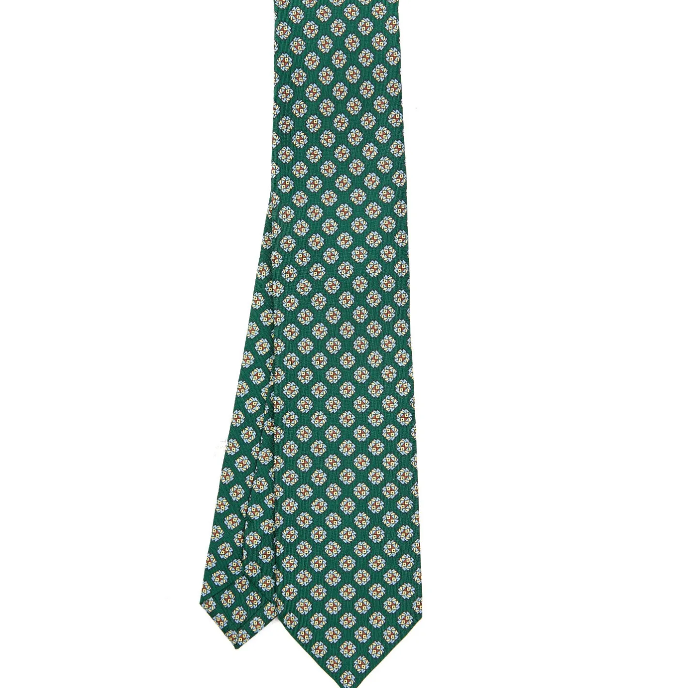 E.Marinella CRAVATTA SARTORIALE CLASSICA IN SETA VERDE SCURO Microfantasia fiore Outlet