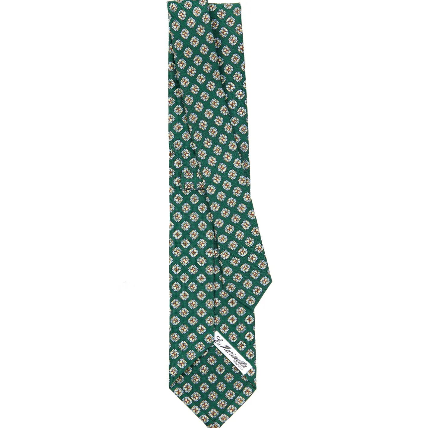 E.Marinella CRAVATTA SARTORIALE CLASSICA IN SETA VERDE SCURO Microfantasia fiore Outlet
