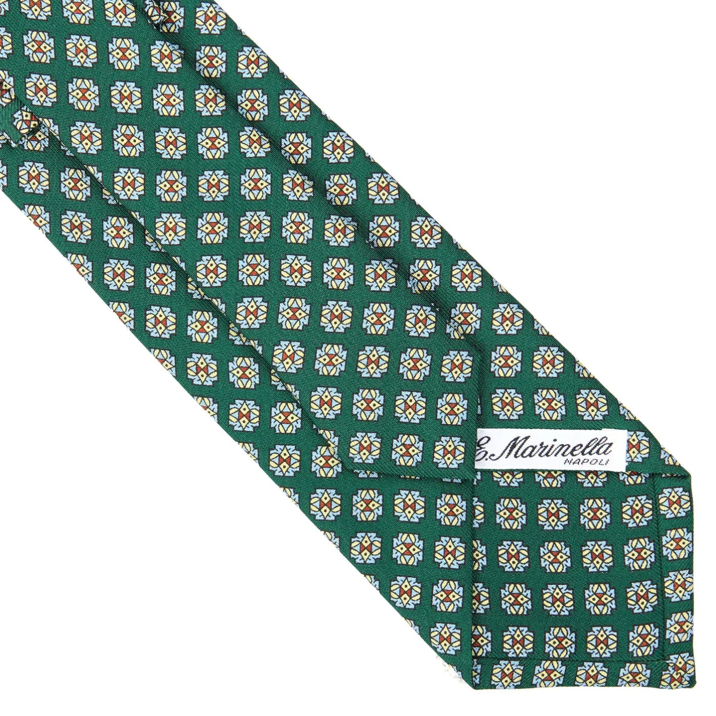 E.Marinella CRAVATTA SARTORIALE CLASSICA IN SETA VERDE SCURO Microfantasia fiore Outlet