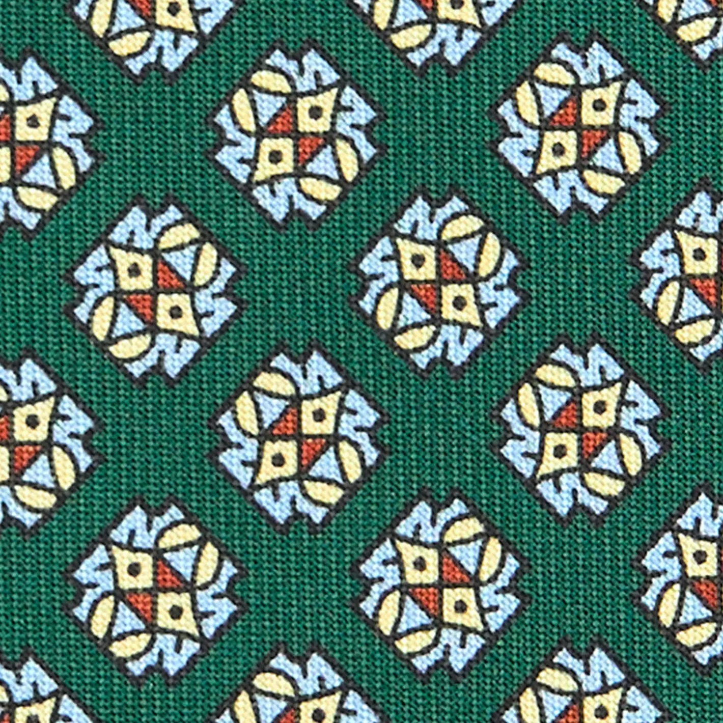 E.Marinella CRAVATTA SARTORIALE CLASSICA IN SETA VERDE SCURO Microfantasia fiore Outlet