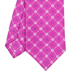 E.Marinella CRAVATTA SARTORIALE CLASSICA IN SETA FUCSIA Microfantasia fiore Sale
