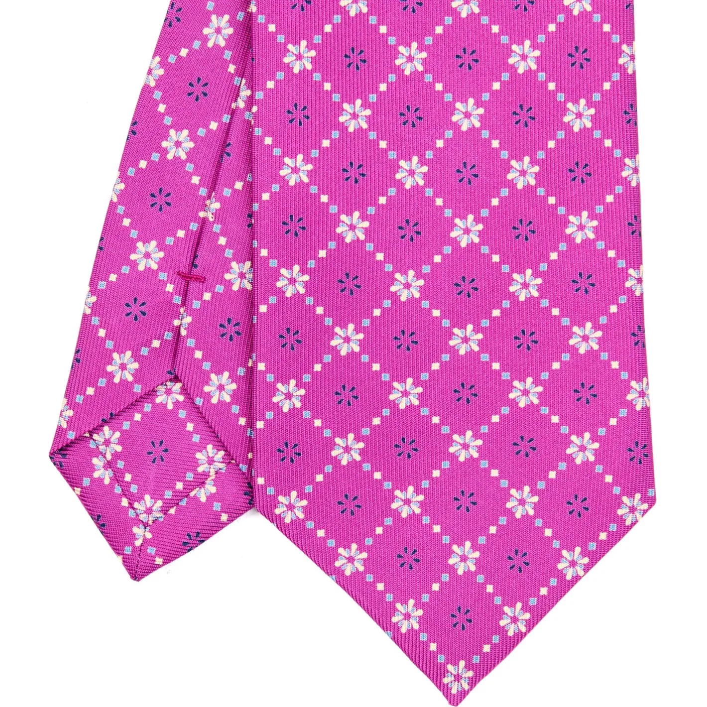 E.Marinella CRAVATTA SARTORIALE CLASSICA IN SETA FUCSIA Microfantasia fiore Sale
