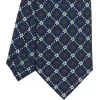 E.Marinella CRAVATTA SARTORIALE CLASSICA IN SETA BLU SCURO Microfantasia fiore Hot