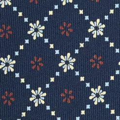 E.Marinella CRAVATTA SARTORIALE CLASSICA IN SETA BLU SCURO Microfantasia fiore Hot