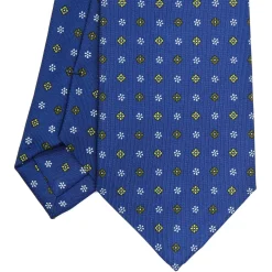 E.Marinella CRAVATTA SARTORIALE CLASSICA IN SETA BLU Microfantasia fiore Discount