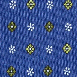 E.Marinella CRAVATTA SARTORIALE CLASSICA IN SETA BLU Microfantasia fiore Discount