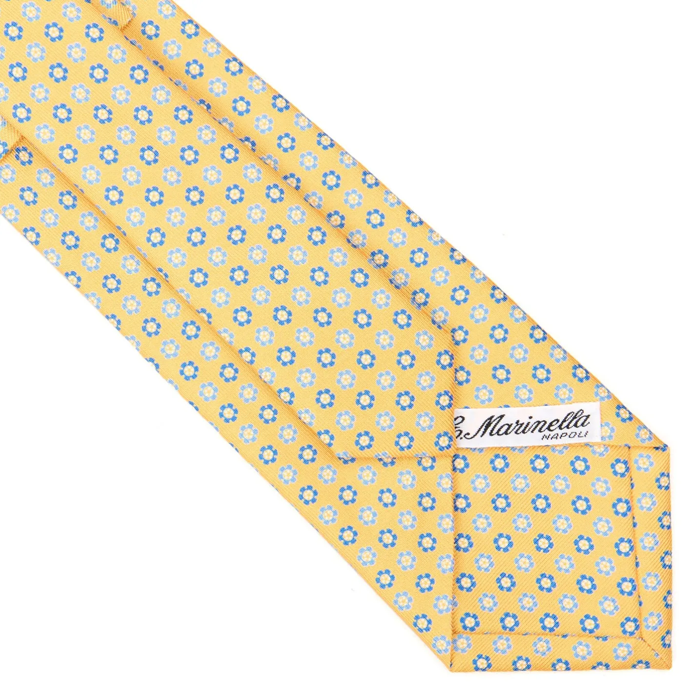E.Marinella CRAVATTA SARTORIALE CLASSICA IN SETA GIALLA Microfantasia fiore Hot