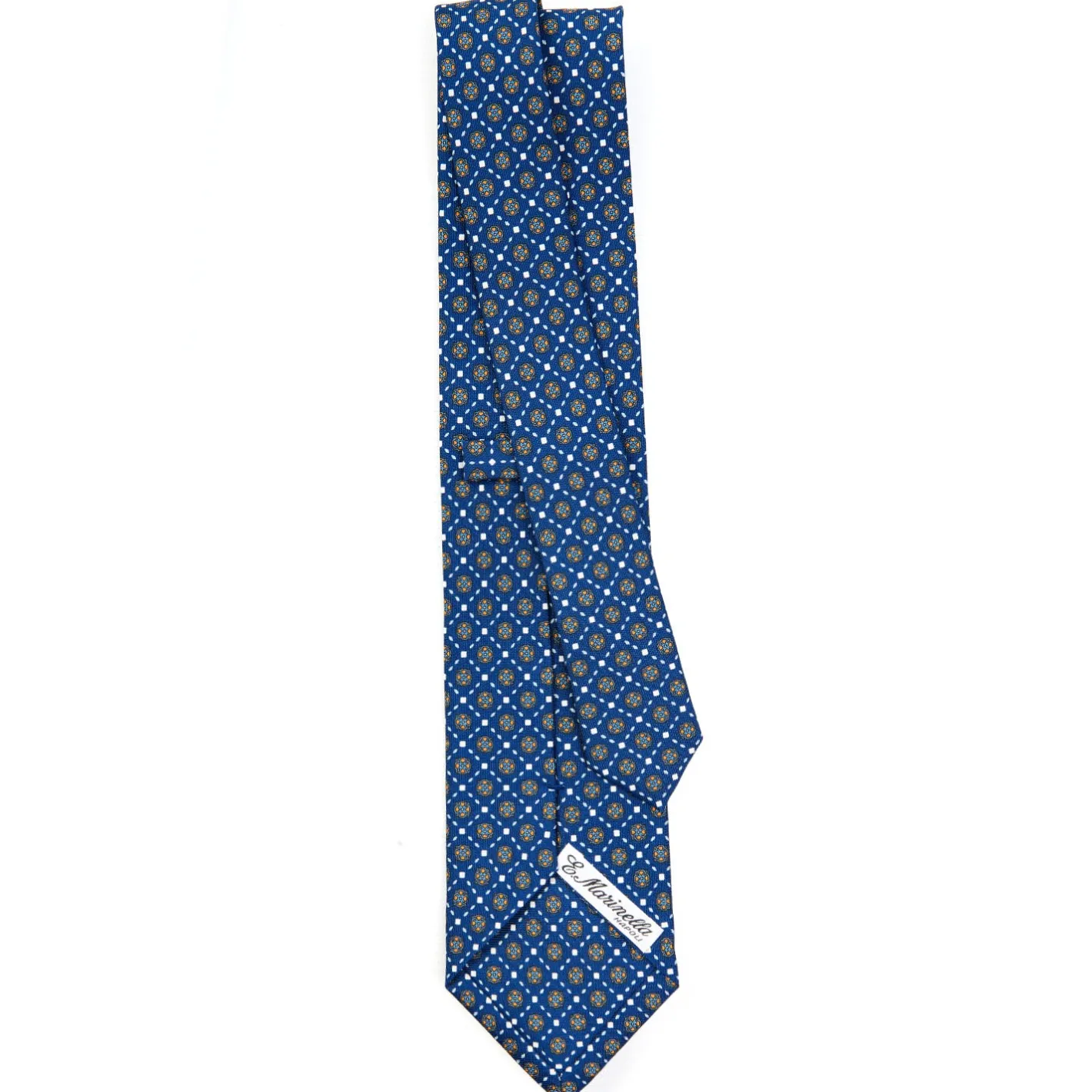 E.Marinella CRAVATTA SARTORIALE CLASSICA IN SETA BLU Microfantasia fiore Discount