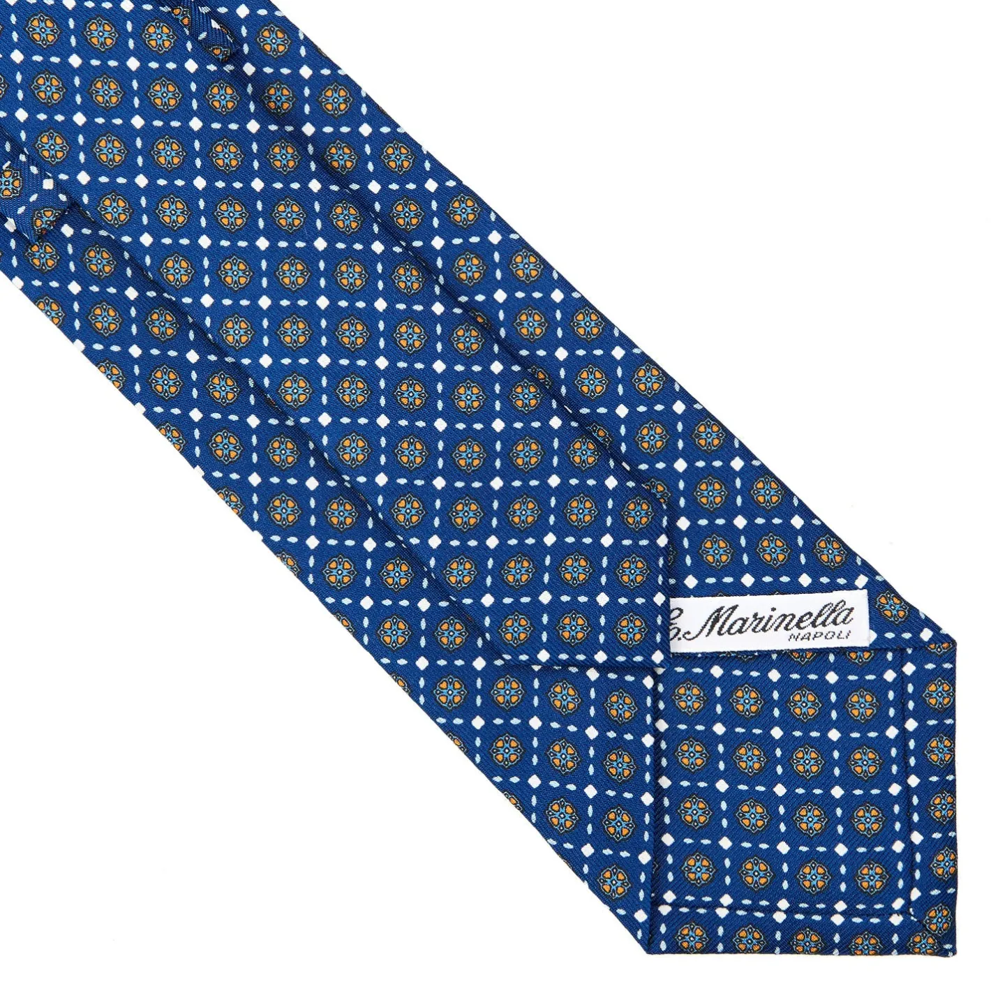 E.Marinella CRAVATTA SARTORIALE CLASSICA IN SETA BLU Microfantasia fiore Discount