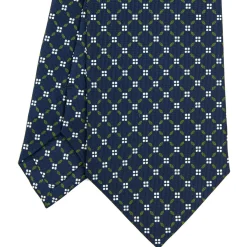 E.Marinella CRAVATTA SARTORIALE CLASSICA IN SETA BLU SCURO Microfantasia fiore Best