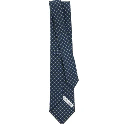 E.Marinella CRAVATTA SARTORIALE CLASSICA IN SETA BLU SCURO Microfantasia fiore Best