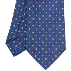 E.Marinella CRAVATTA SARTORIALE CLASSICA IN SETA BLU Microfantasia fiore