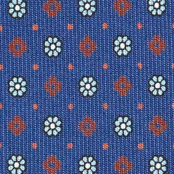 E.Marinella CRAVATTA SARTORIALE CLASSICA IN SETA BLU Microfantasia fiore
