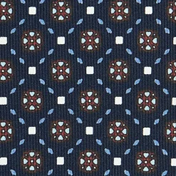 E.Marinella CRAVATTA SARTORIALE CLASSICA IN SETA BLU SCURO Microfantasia fiore Sale