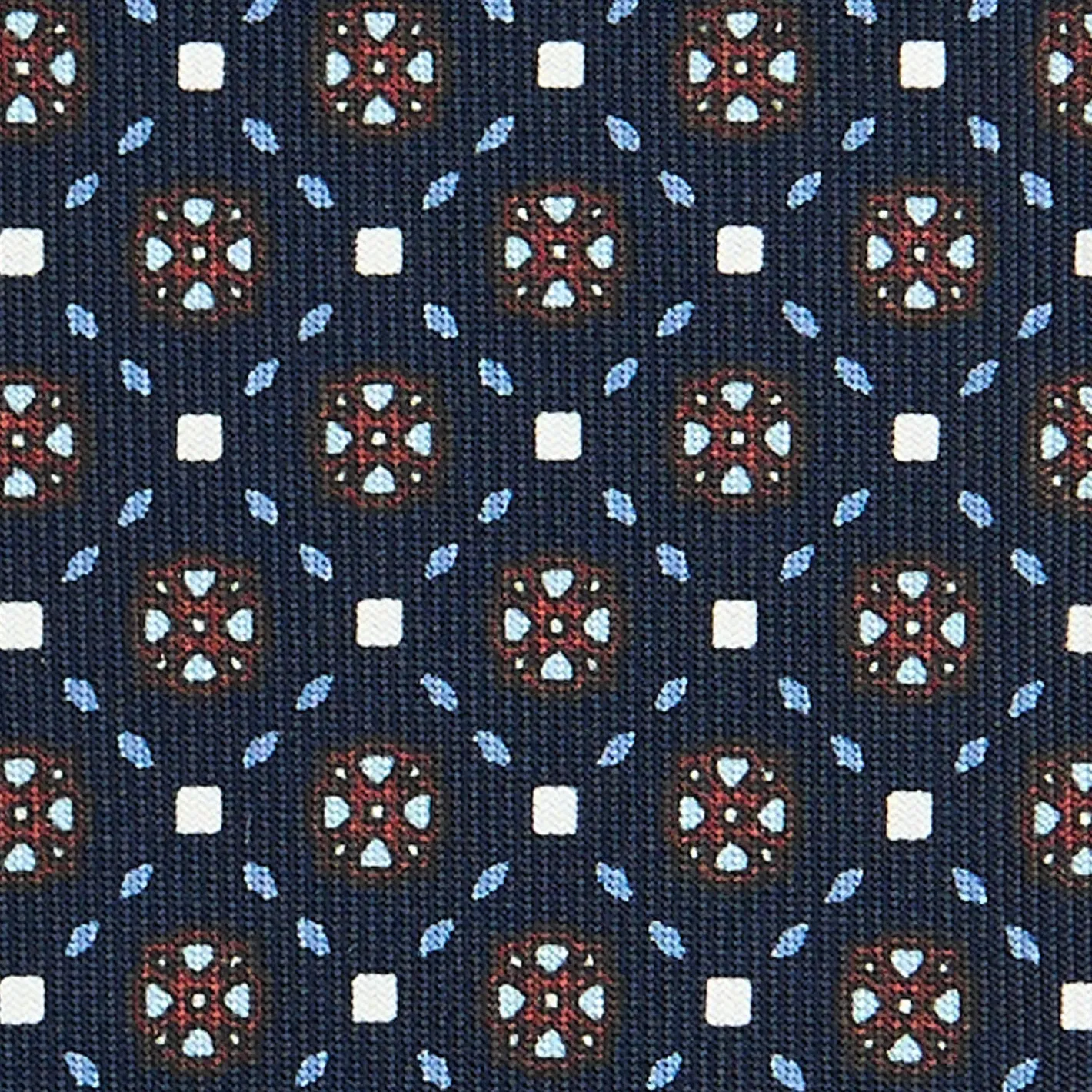 E.Marinella CRAVATTA SARTORIALE CLASSICA IN SETA BLU SCURO Microfantasia fiore Sale