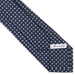 E.Marinella CRAVATTA SARTORIALE CLASSICA IN SETA BLU SCURO Microfantasia fiore Hot