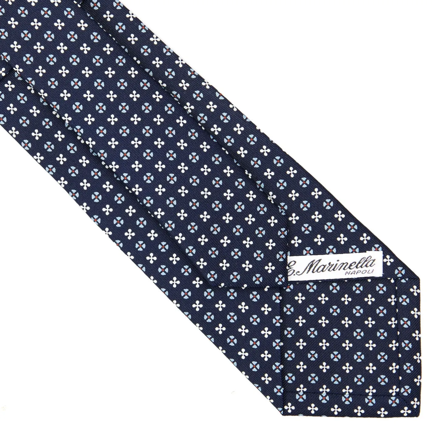 E.Marinella CRAVATTA SARTORIALE CLASSICA IN SETA BLU SCURO Microfantasia fiore Hot