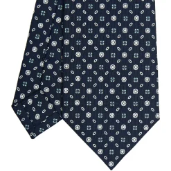 E.Marinella CRAVATTA SARTORIALE CLASSICA IN SETA BLU SCURO Microfantasia fiore Outlet