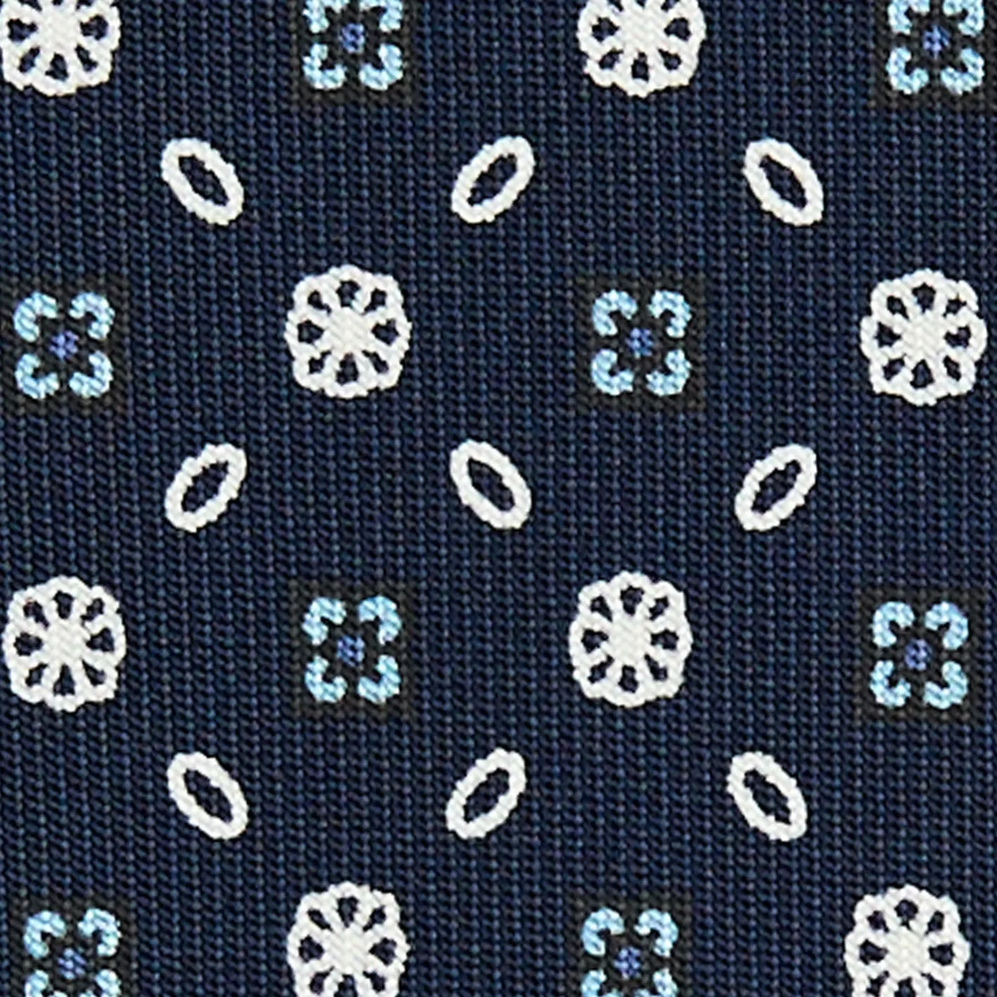 E.Marinella CRAVATTA SARTORIALE CLASSICA IN SETA BLU SCURO Microfantasia fiore Outlet