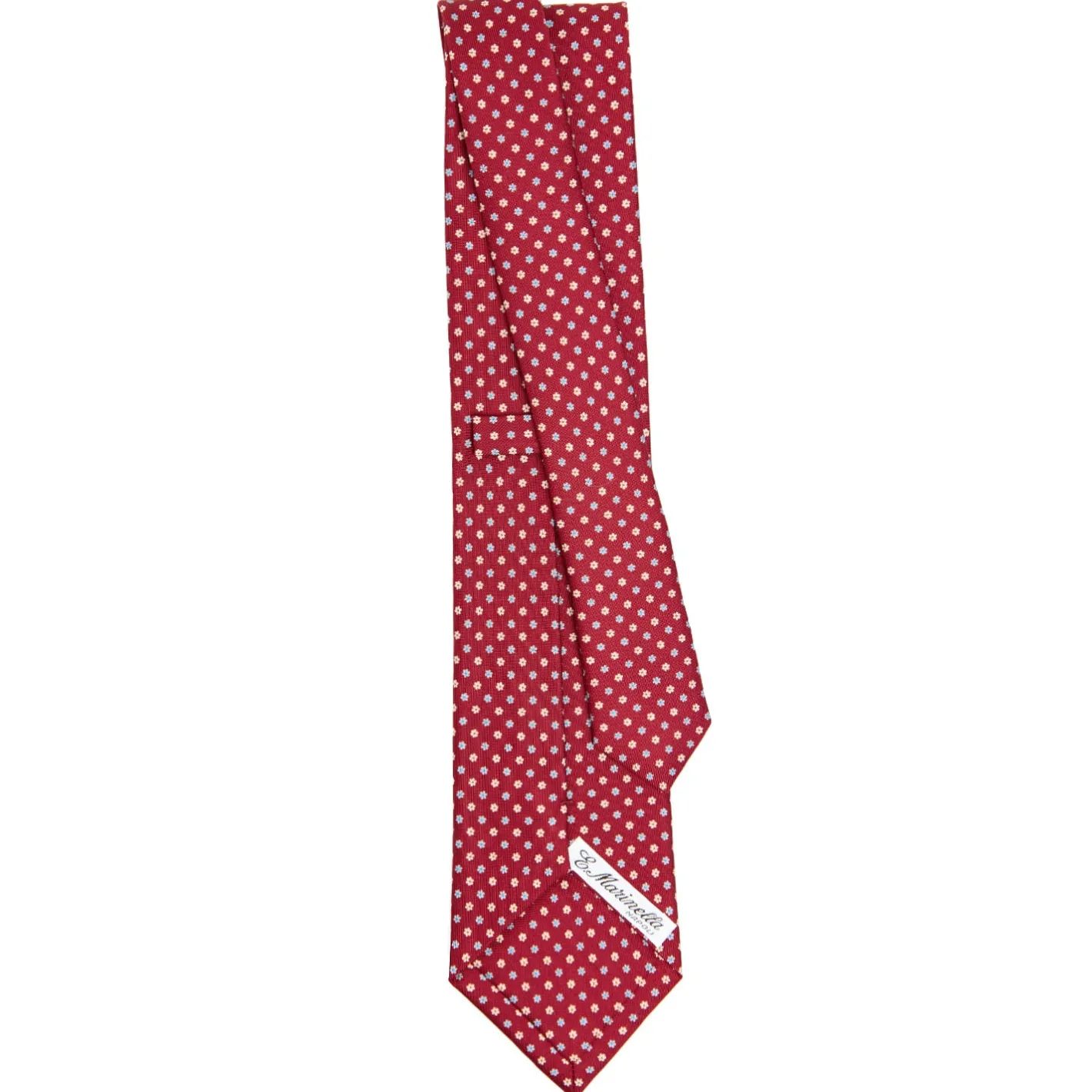 E.Marinella CRAVATTA SARTORIALE CLASSICA IN SETA BORDEAUX Microfantasia fiore Outlet