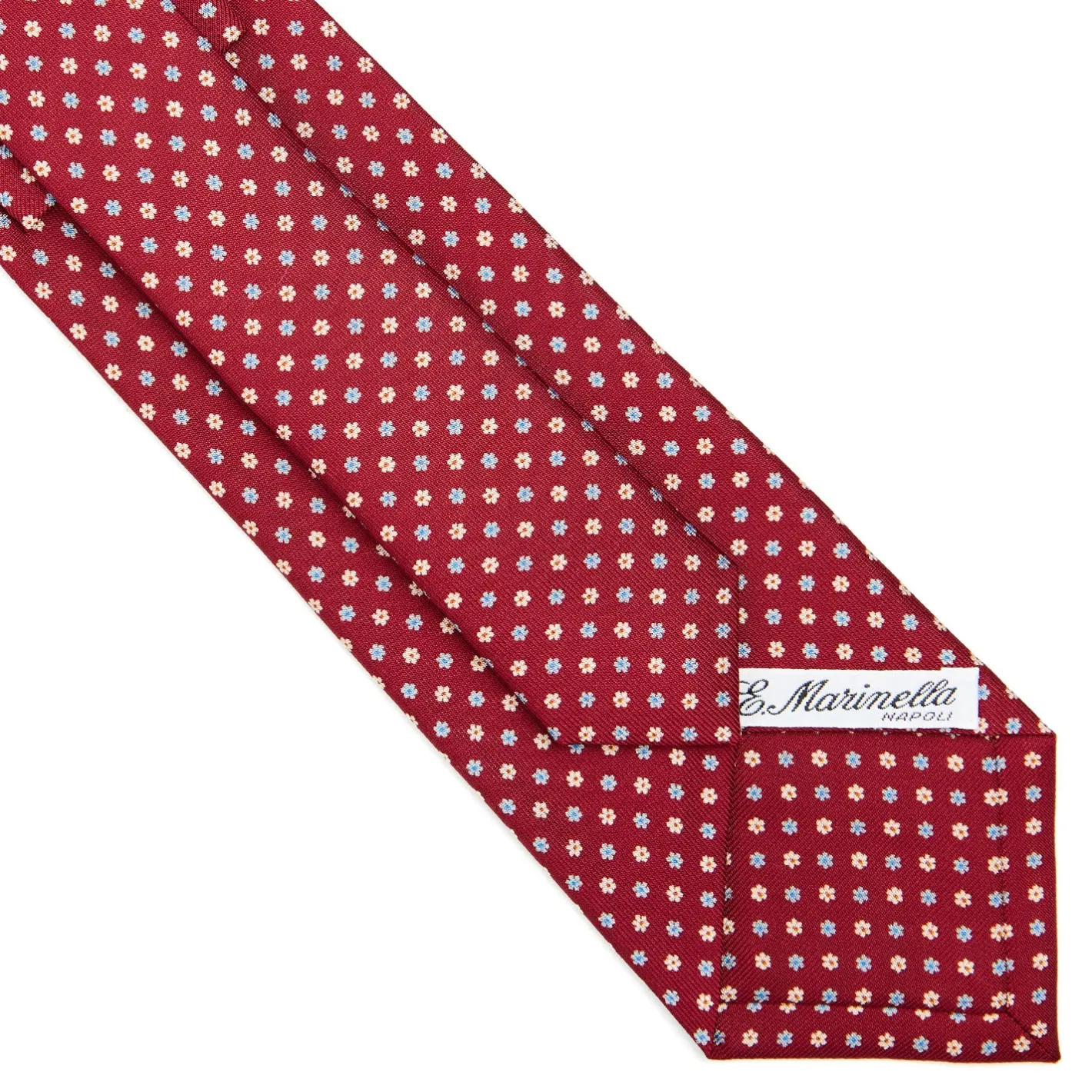 E.Marinella CRAVATTA SARTORIALE CLASSICA IN SETA BORDEAUX Microfantasia fiore Outlet