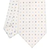 E.Marinella CRAVATTA SARTORIALE CLASSICA IN SETA BIANCA Microfantasia fiore Outlet