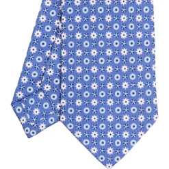 E.Marinella CRAVATTA SARTORIALE CLASSICA IN SETA AZZURRO POLVERE Microfantasia fiore Online