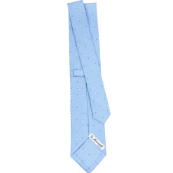 E.Marinella CRAVATTA SARTORIALE CLASSICA IN SETA AZZURRA Microfantasia fiore Best