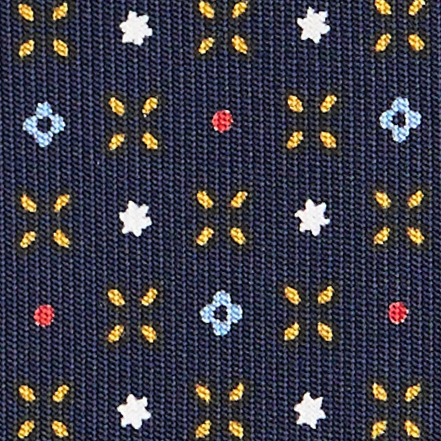 E.Marinella CRAVATTA SARTORIALE CLASSICA IN SETA BLU SCURO Microfantasia fiore New