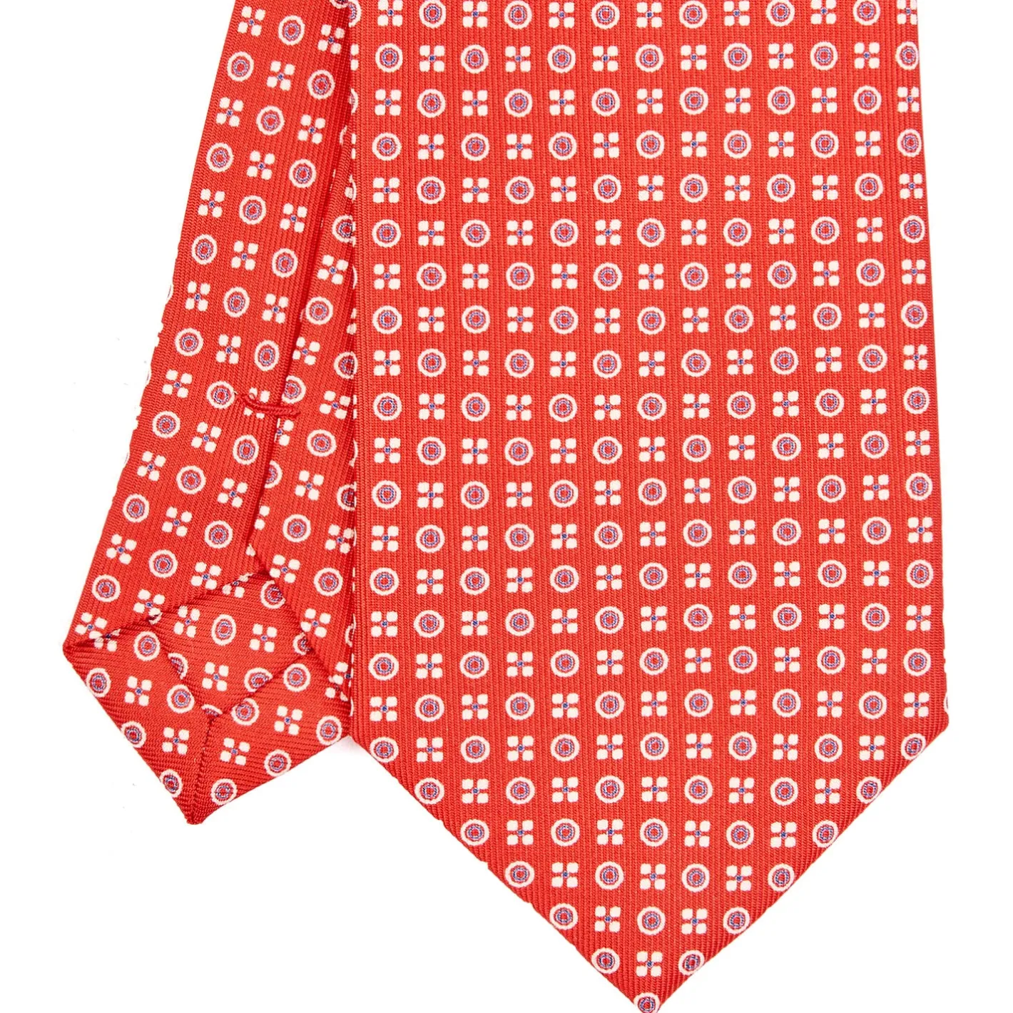 E.Marinella CRAVATTA SARTORIALE CLASSICA IN SETA ROSSA Microfantasia fiore Online