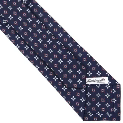 E.Marinella CRAVATTA SARTORIALE CLASSICA IN SETA BLU SCURO Microfantasia fiore Hot