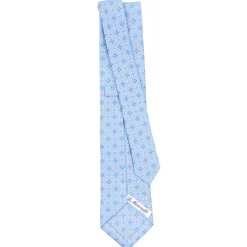 E.Marinella CRAVATTA SARTORIALE CLASSICA IN SETA AZZURRA Microfantasia fiore Discount