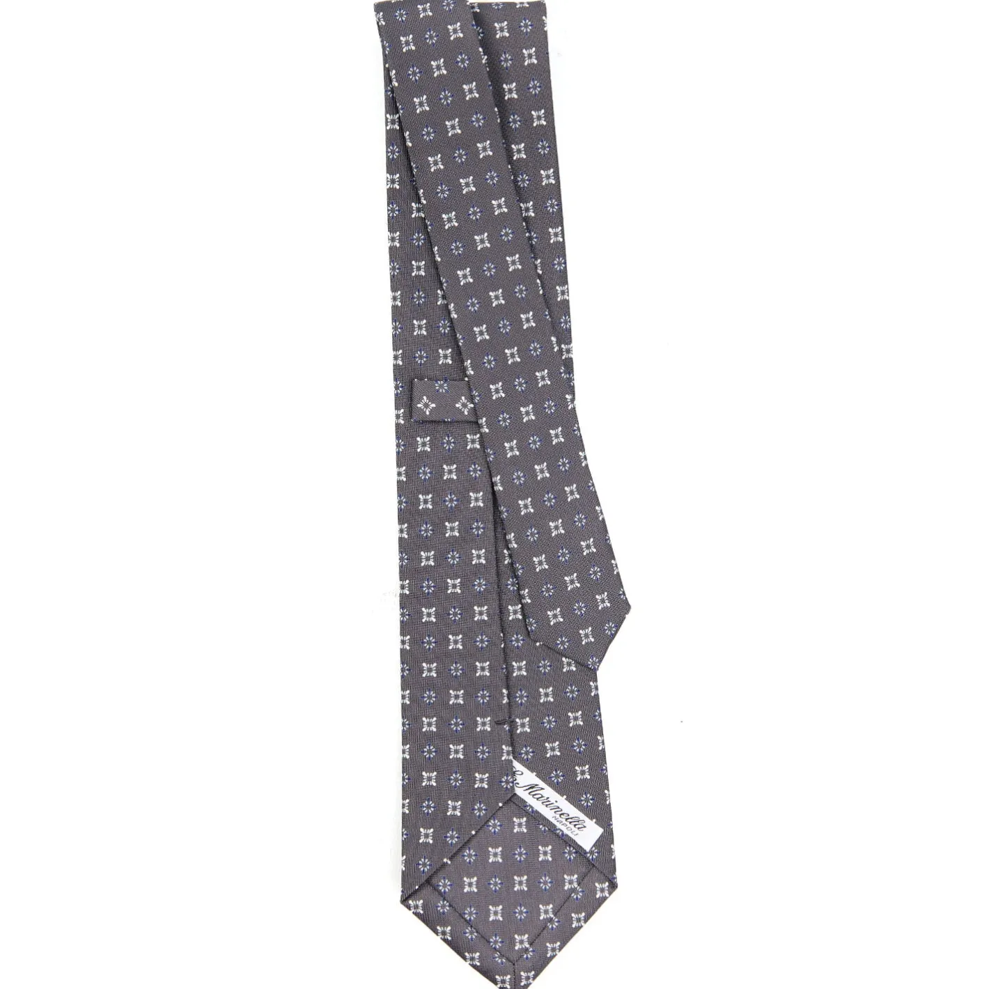 E.Marinella CRAVATTA SARTORIALE CLASSICA IN SETA GRIGIO SCURO Microfantasia fiore Sale