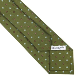 E.Marinella CRAVATTA SARTORIALE CLASSICA IN SETA VERDE OLIVA Microfantasia fiore Outlet