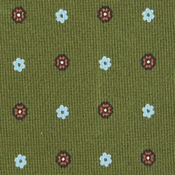 E.Marinella CRAVATTA SARTORIALE CLASSICA IN SETA VERDE OLIVA Microfantasia fiore Outlet