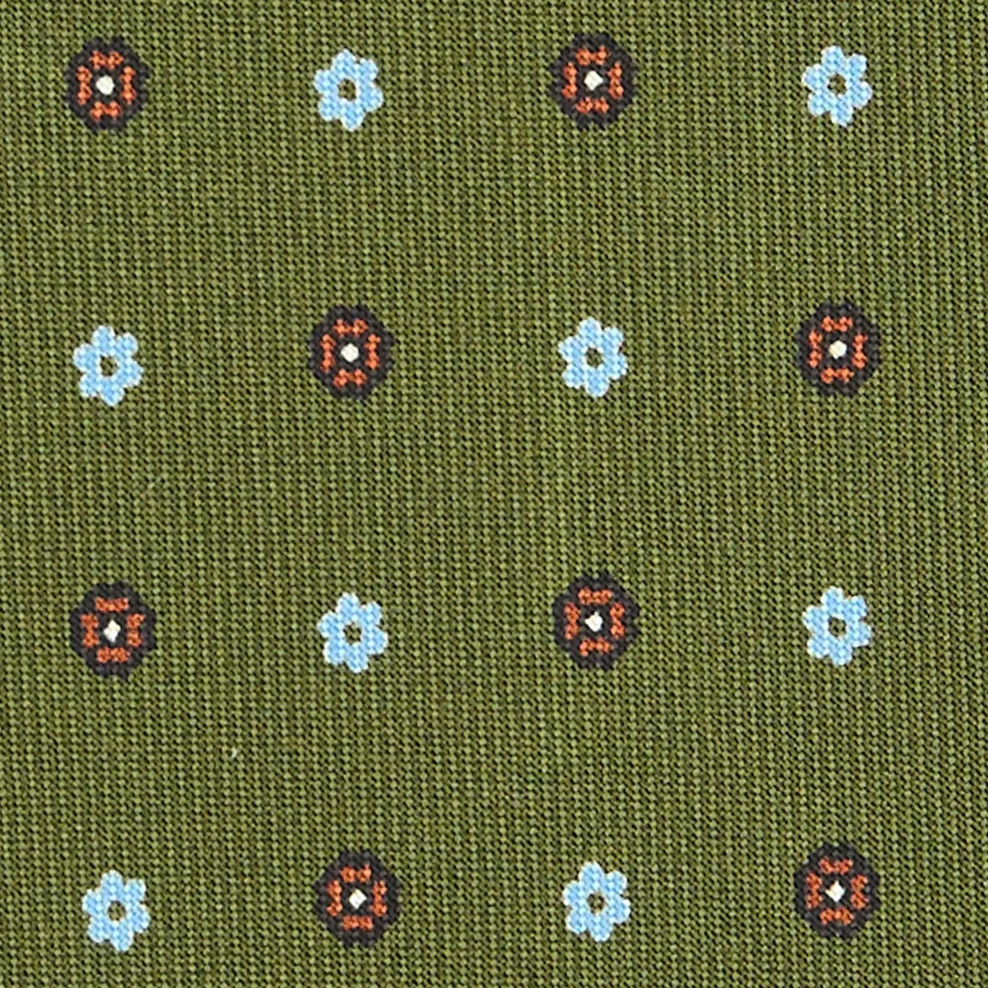E.Marinella CRAVATTA SARTORIALE CLASSICA IN SETA VERDE OLIVA Microfantasia fiore Outlet