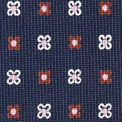 E.Marinella CRAVATTA SARTORIALE CLASSICA IN SETA BLU SCURO Microfantasia fiore