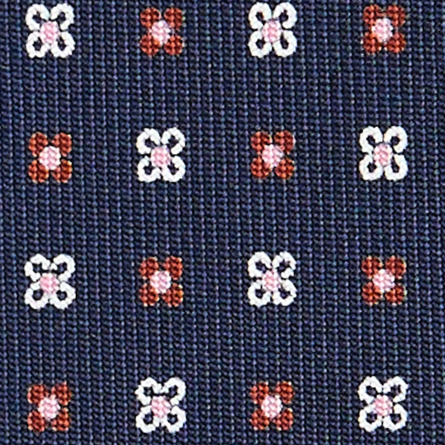 E.Marinella CRAVATTA SARTORIALE CLASSICA IN SETA BLU SCURO Microfantasia fiore